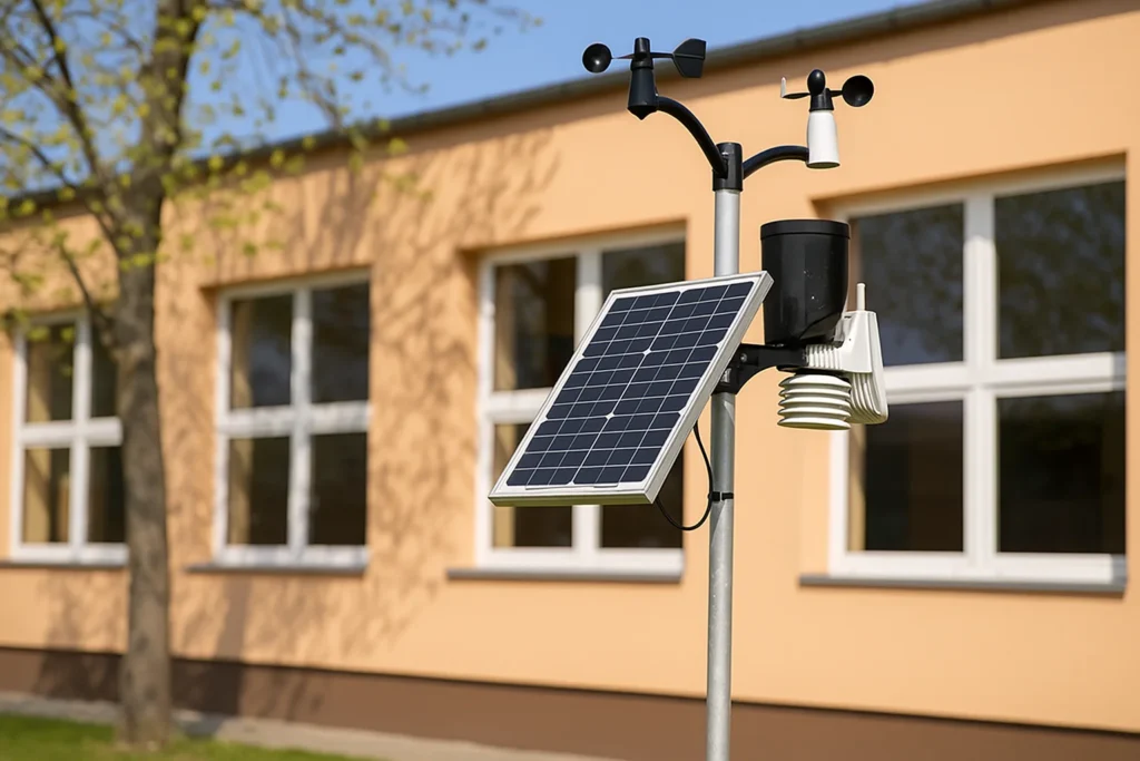 Estação meteorológica escolar alimentada por painel solar