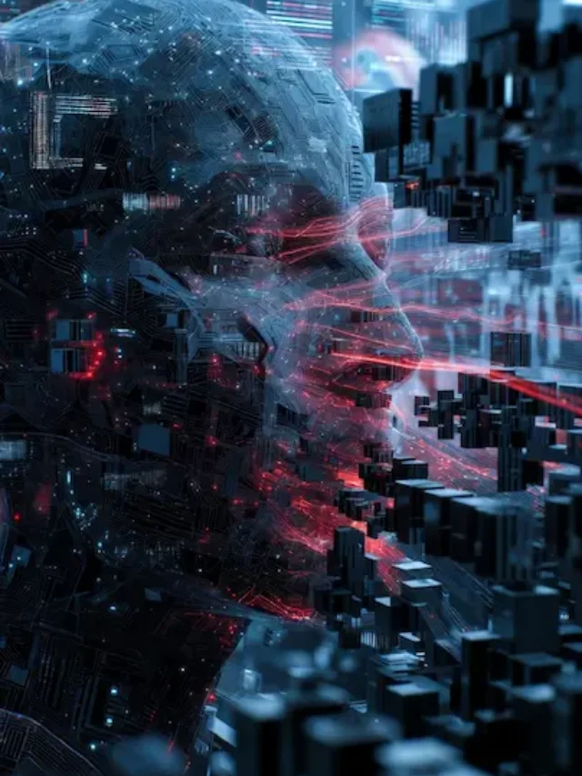 Ilustração editorial representando sistemas de inteligência artificial operando de forma autônoma em um ambiente tecnológico complexo.