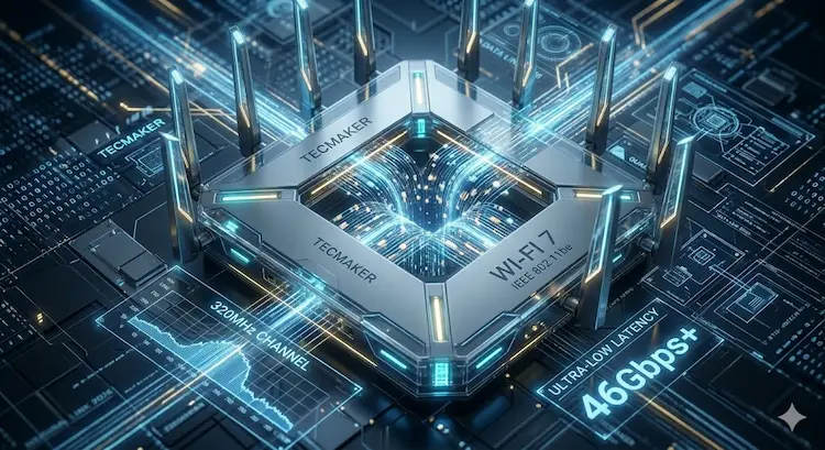 Roteador Wi-Fi 7 futurista com alta velocidade - TecMaker