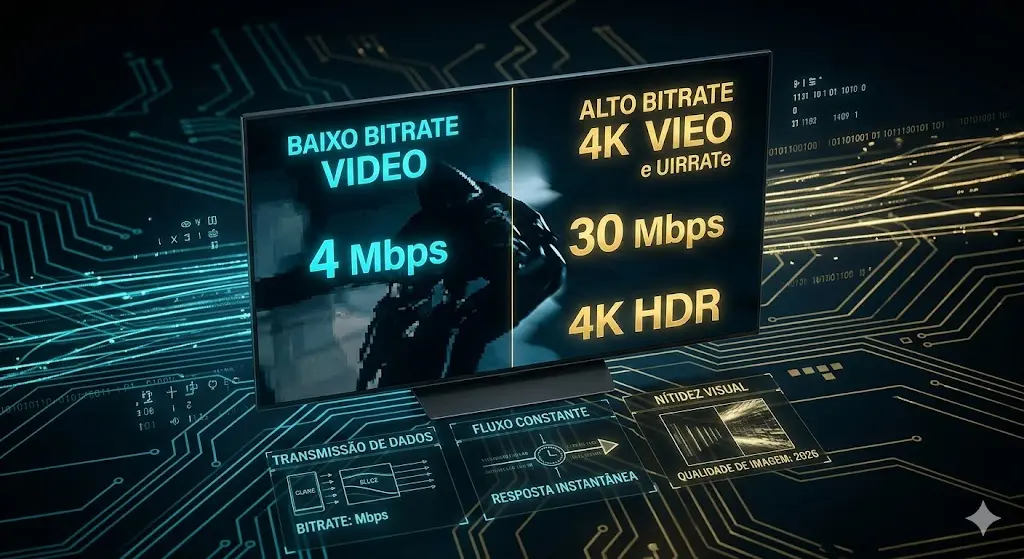 Comparativo visual de qualidade de imagem 4K com alto e baixo bitrate de streaming - TecMaker.