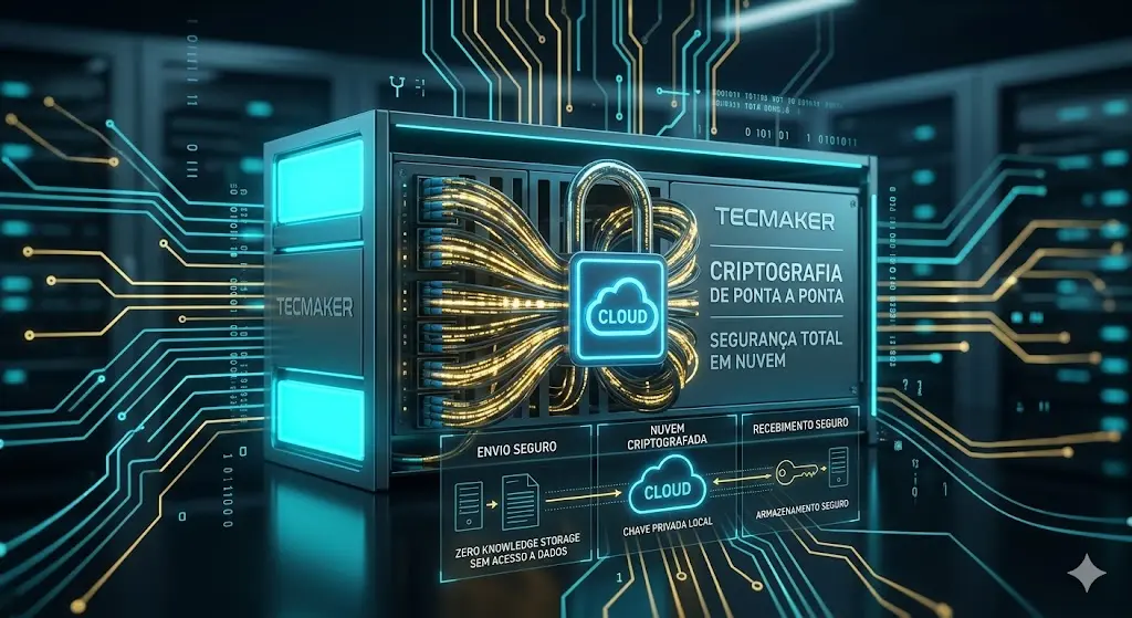 Visão macro de um módulo de servidor slim com fluxos de dados de criptografia 20-80 no TecMaker.
