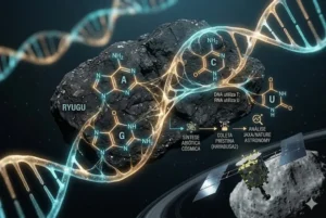 As cinco nucleobases can&ocirc;nicas de image_0.png est&atilde;o integradas perfeitamente ao material, formando uma "constela&ccedil;&atilde;o org&acirc;nica" de formas hexagonais e pentagonais interconectadas. As Purinas (Adenina, Guanina) s&atilde;o formas de anel duplo mais robustas, brilhando com um tom &acirc;mbar suave, enquanto as Pirimidinas (Citosina, Timina, Uracila) s&atilde;o formas de anel simples mais delicadas, brilhando com tons ciano suaves, mantendo a distin&ccedil;&atilde;o visual.