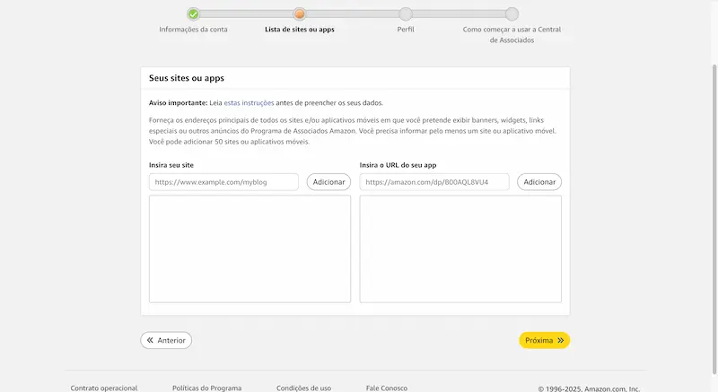Captura de tela da indica&ccedil;&atilde;o de sites de afiliados