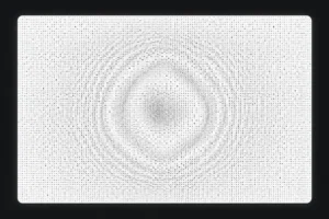 Painel branco com milhares de pontos pretos formando um padrão oculto em movimento, representação visual da Ghost Font.