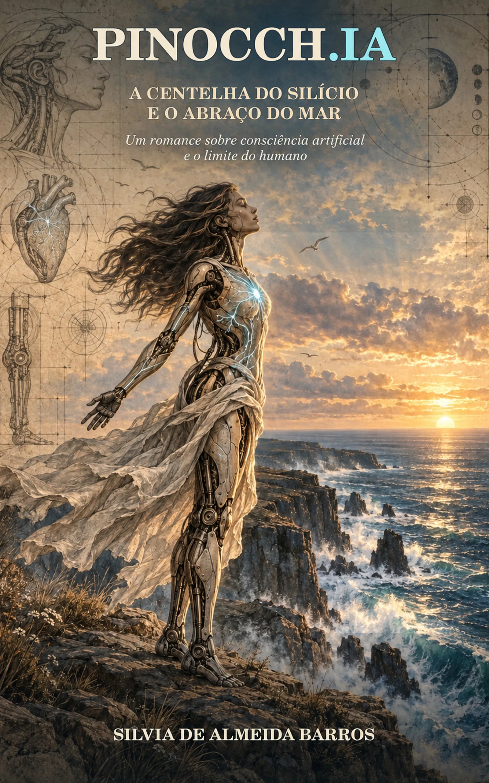 Capa de PINOCCH.IA, romance de Silvia de Almeida Barros